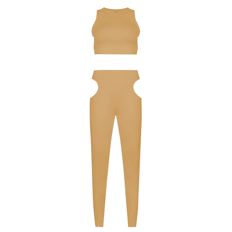 Women's Irregular Cutout Crop Tank Top Pants Two Piece Set - immagine 6