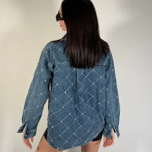 Camicia Stella denim blue con pietre
