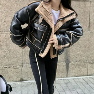 Motorcycle Jacket montone ecologico donna