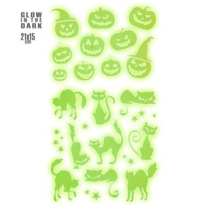 Adesivi Halloween con gatti e zucche glow