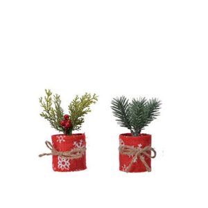 Alberino con vaso rosso cm. 13 set 2 pz.