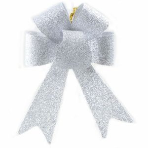 Fiocco glitterato argento cm 45