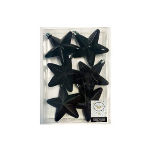 Addobbi Per Albero Di Natale Stelle Nere Set 6 Pezzi cm. 7