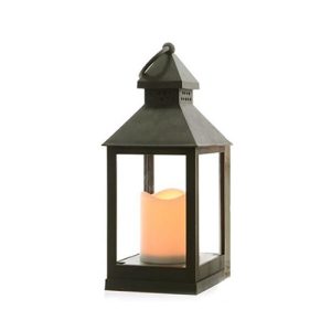 Lanterna pvc grey con led e timer cm. 24