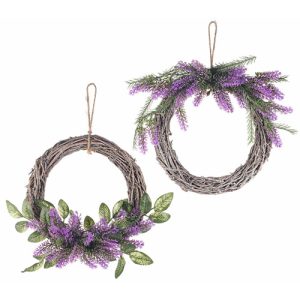Ghirlanda Rattan con Fiori di Lavanda 25 cm